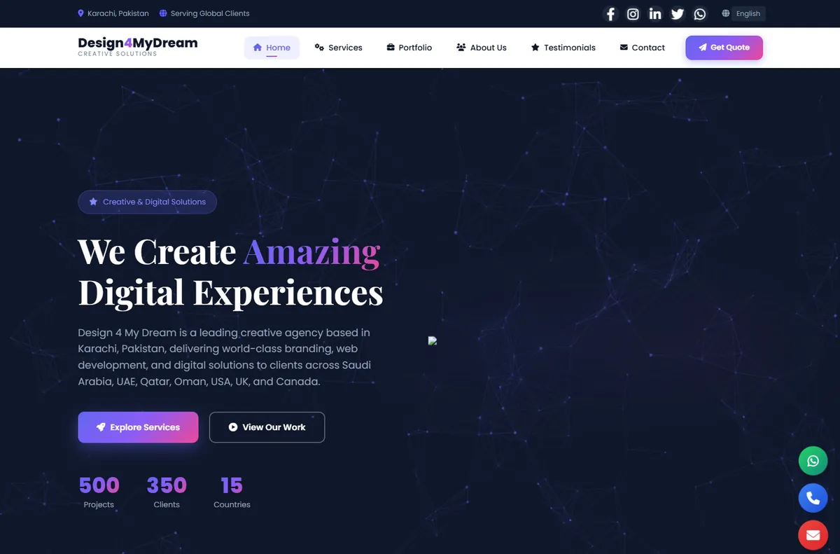 Design 4 My Dream website homepage preview